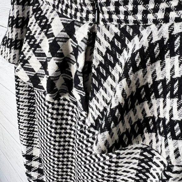 Zara Skirt Womens Size Large Black & White Tweed Plaid Ruffle Houndstooth Pencil - Picture 13 of 14